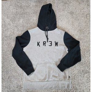 Krew Hoodie Sweatshirt Men's Small Gray Black Long Sleeve‎ Pocket Drawstring